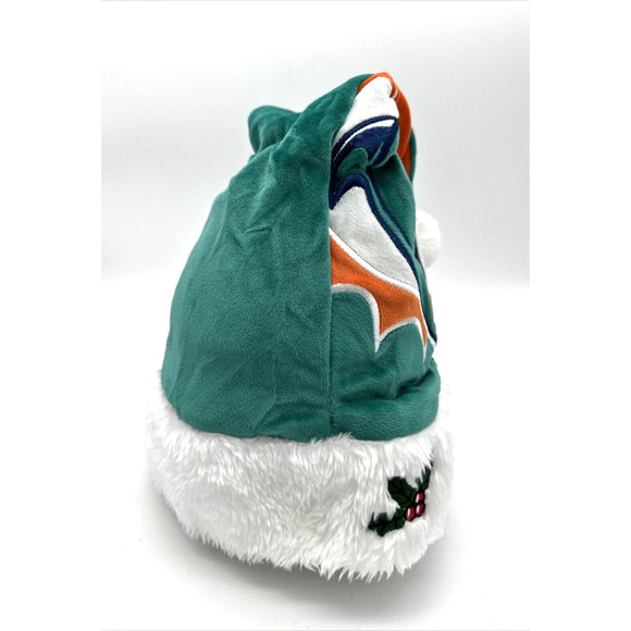 Miami Dolphins Adult Plush NFL Big Logo Solid Color Holiday Santa Hat NWOT - Picture 2 of 7
